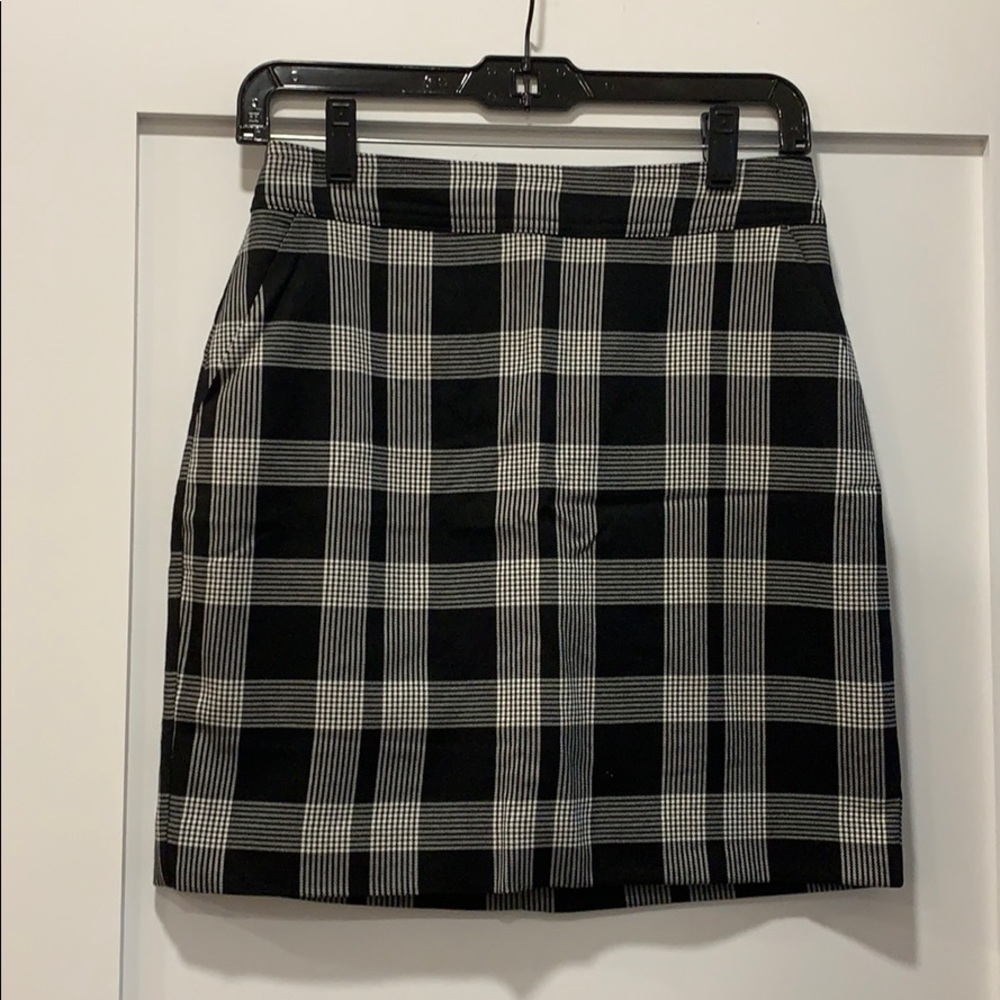 Black and White Plaid Mini Skirt